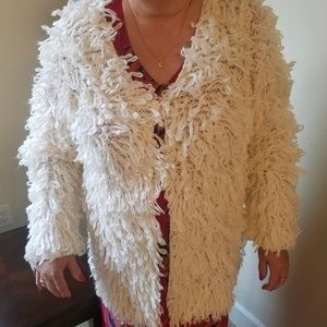 White loopey sweater